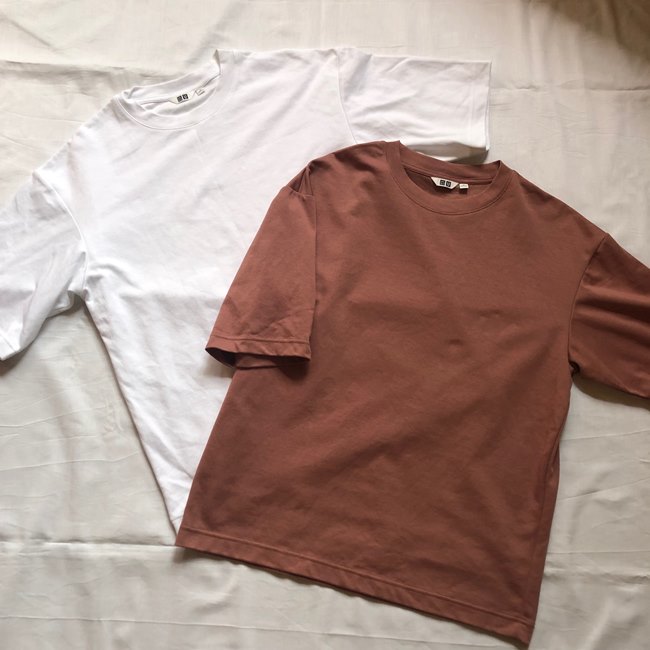エアリズムコットンオーバーサイズTシャツ(五分袖)